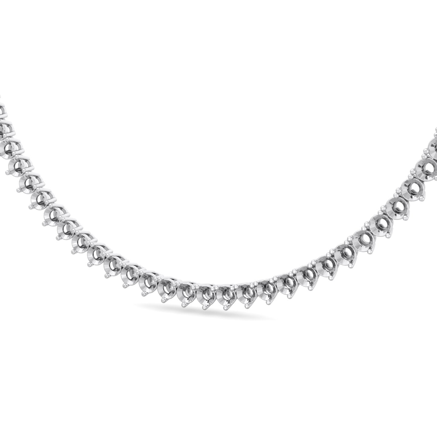 16.5 inches 3 Prong Tennis Mountings Necklace